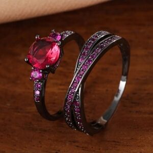 Zircon Rhinestone Couples Combination Ring